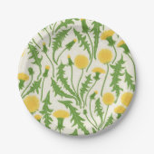 Assiettes En Carton Dandelions, vert, jaune et blanc (Devant)