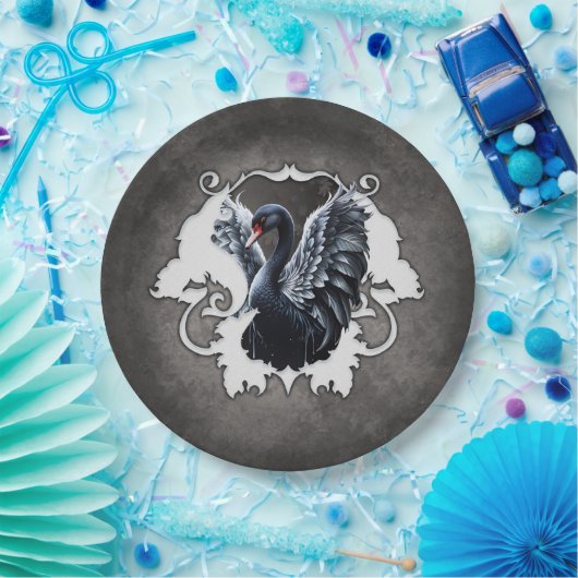 Assiettes En Carton Dans l'ombre de l'élégance : Un cygne noir. (Fête)