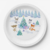 Assiettes En Carton Danse Animaux de forêt Noël Aquarelle (Devant)
