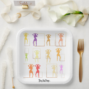 Assiettes En Carton Danse avec les couleurs Femme Kaleidoscope