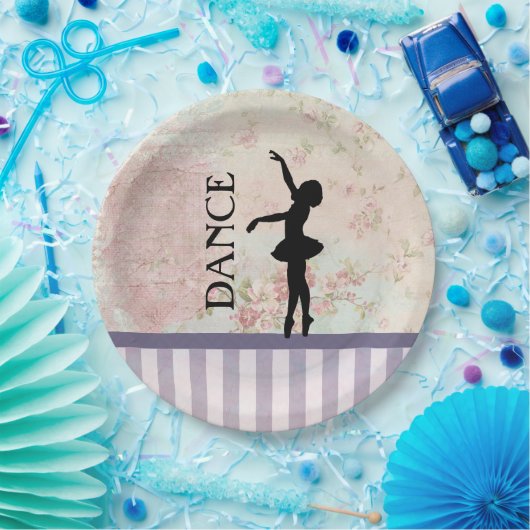 Assiettes En Carton Danse - Ballerina Silhouette sur Arrière - plan Vi (Fête)