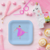 Assiettes En Carton Danse de Ballerina en Robe Rose Magenta (Fête)