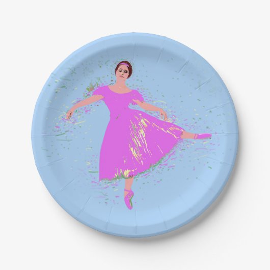 Assiettes En Carton Danse de Ballerina en Robe Rose Magenta (Devant)