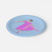 Assiettes En Carton Danse de Ballerina en Robe Rose Magenta (Angle)