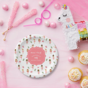 Assiettes En Carton Danse de ballet & Twirl Ballerina rose Anniversair