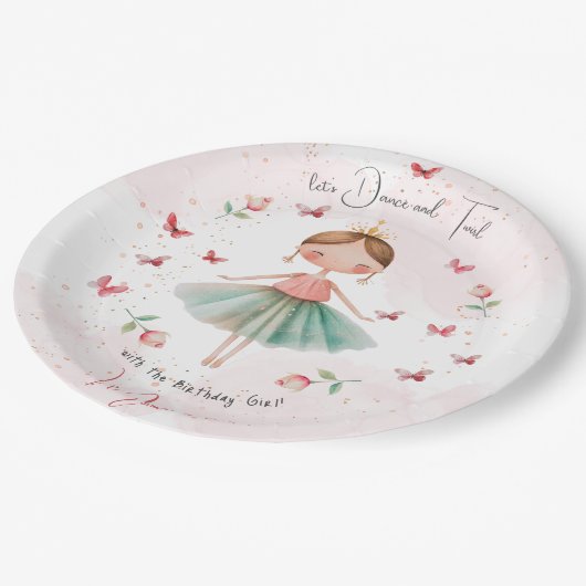 Assiettes En Carton Danse et tournoi mignon ballerine ballet enfant an (Angle)