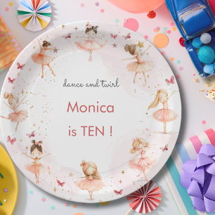 Assiettes En Carton Danse et tournoiement mignon anniversaire enfant b