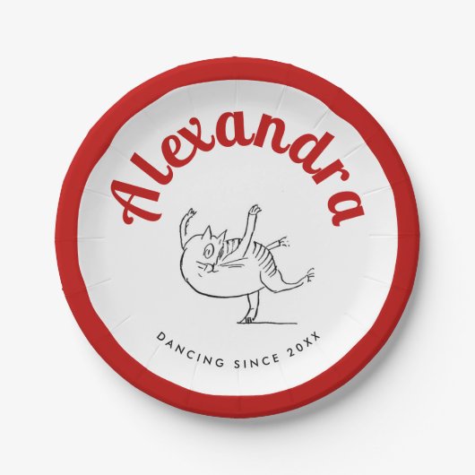 Assiettes En Carton Danse Fun Chat Rouge Et Blanc Ballerina Edward Lea (Devant)