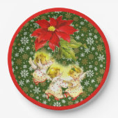 Assiettes En Carton Danser des anges bébé avec des flocons de neige su (Devant)