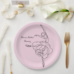 Assiettes En Carton Danseur Ballet Fleur Avec Touche Florale Customisé