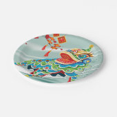Assiettes En Carton Danseur du lion bleu chinois (Angle)