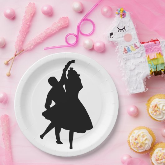 ASSIETTES EN CARTON DANSEURS DE SILHOUETTE (Fête)