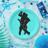 Assiettes En Carton Danseurs de Tango Plaques de papier turquoise Choi (Fête)