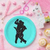 Assiettes En Carton Danseurs de Tango Plaques de papier turquoise Choi (Fête)