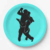 Assiettes En Carton Danseurs de Tango Plaques de papier turquoise Choi (Devant)