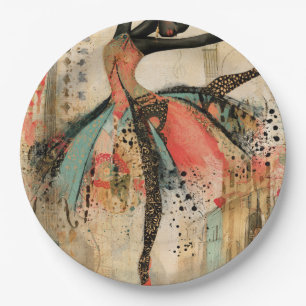Assiettes En Carton Danseuse de ballet en dentelle avec musique de vio