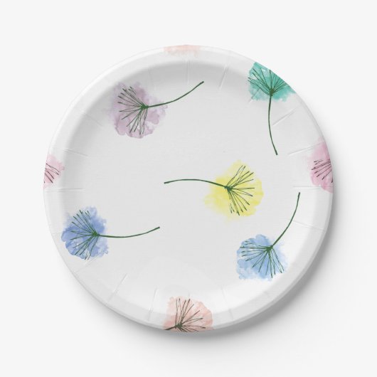 Assiettes En Carton Dansons | Motif floral aquarelle (Devant)