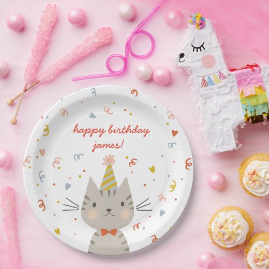 Assiettes En Carton Dapper Kitty fête d'anniversaire (Fête)