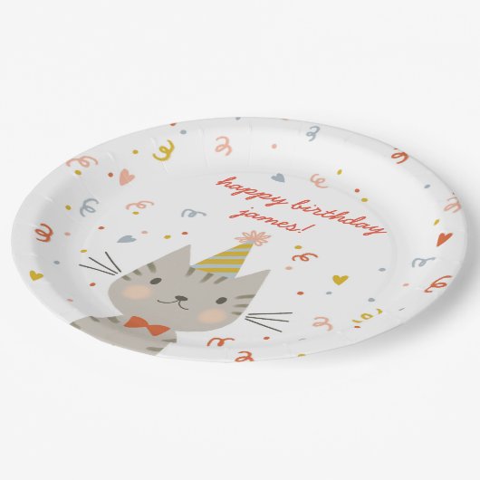 Assiettes En Carton Dapper Kitty fête d'anniversaire (Angle)
