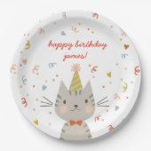 Assiettes En Carton Dapper Kitty fête d'anniversaire (Devant)