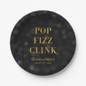 Assiettes En Carton Dark Bokeh Faux Gold Pop Fizz Clink (Devant)