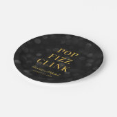 Assiettes En Carton Dark Bokeh Faux Gold Pop Fizz Clink (Angle)