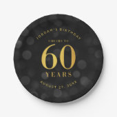 Assiettes En Carton Dark Bokeh Gold salue à 60 ans Anniversaire (Devant)