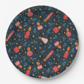 Assiettes En Carton Dark Festive Mixed Candles Holiday Pattern Plates (Devant)