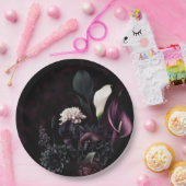 Assiettes En Carton Dark Moody Romantic Floral Mariage blanc (Fête)