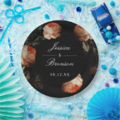 Assiettes En Carton Dark Moody Romantic Floral Néerlandais Mariage (Fête)
