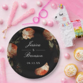 Assiettes En Carton Dark Moody Romantic Floral Néerlandais Mariage (Fête)