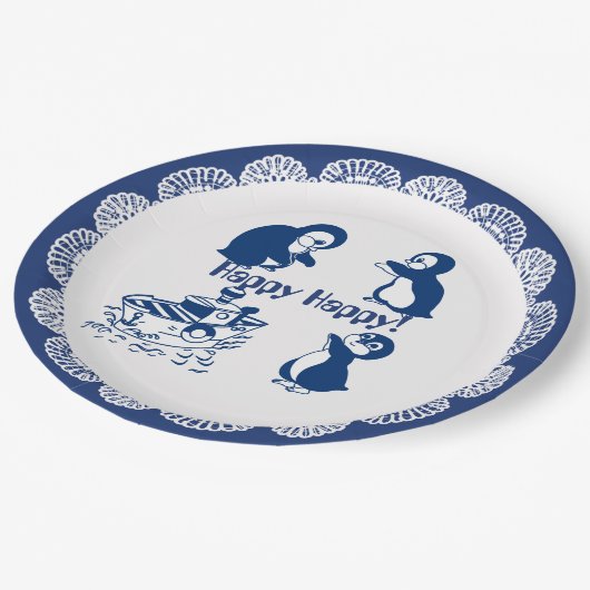 Assiettes En Carton Dauphin, baleines et pingouins (Angle)