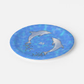 Assiettes En Carton Dauphin bleu étincelant avec un monogramme (Angle)