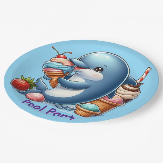 Assiettes En Carton Dauphin Pool Party (Angle)