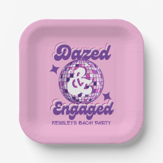 Assiettes En Carton Dazed & Engagé Retro Disco Bachelorette Party (Recto)