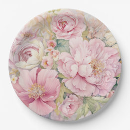 Assiettes En Carton De belles pivoines roses