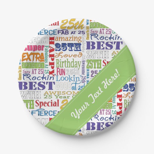 Assiettes En Carton De fête d'anniversaire cadeaux uniques et 25èmes (Devant)