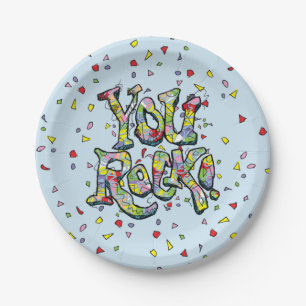 Assiettes En Carton De fête "vous roche !" Plaques à papier de