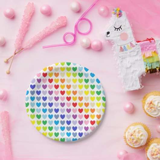 Assiettes En Carton De plus larges coeurs d'arc-en-ciel de spectre (Fête)