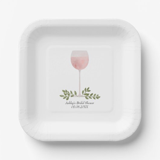 Assiettes En Carton Débarrassez-vous du Mariage en Verre Rosé, Fête de (Recto)
