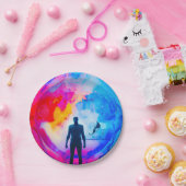 Assiettes En Carton Debout dans les couleurs (Fête)