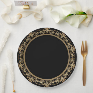 Assiettes En Carton Décadence des années 20 Gold Black Art Déco mode