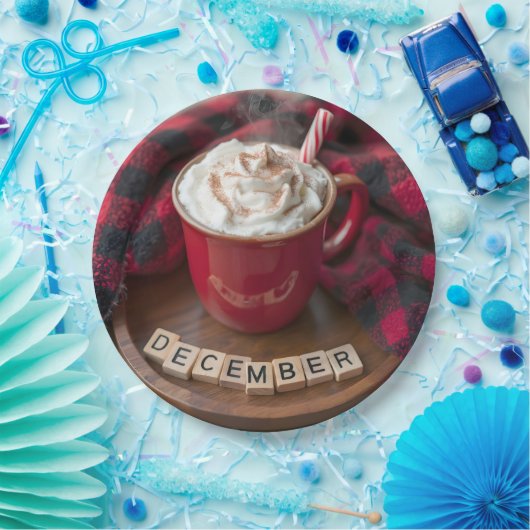 Assiettes En Carton Décembre Chocolat Chaud Avec Couverture Plaid (Fête)