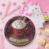 Assiettes En Carton Décembre Chocolat Chaud Avec Couverture Plaid (Fête)