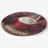 Assiettes En Carton Décembre Chocolat Chaud Avec Couverture Plaid (Angle)