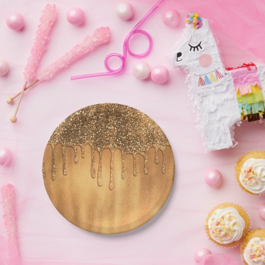 Assiettes En Carton Déchirer dans Parties scintillant de miel or Douce (Fête)