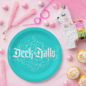 Assiettes En Carton Deck Halls Moderne Noël Aqua Bleu Turquoise (Fête)