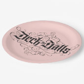 Assiettes En Carton Deck Halls Moderne Noir rose (Angle)