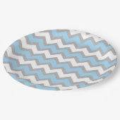 Assiettes En Carton Décor baby shower bleu gris blanc Chevron (Angle)