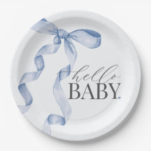 Assiettes En Carton Décor Baby shower pour fille à la coquette bleue